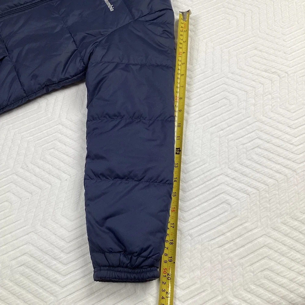 Columbia Girls‎ Reversible Hooded Jacket Navy Blue Fleece Print Size M 10/12